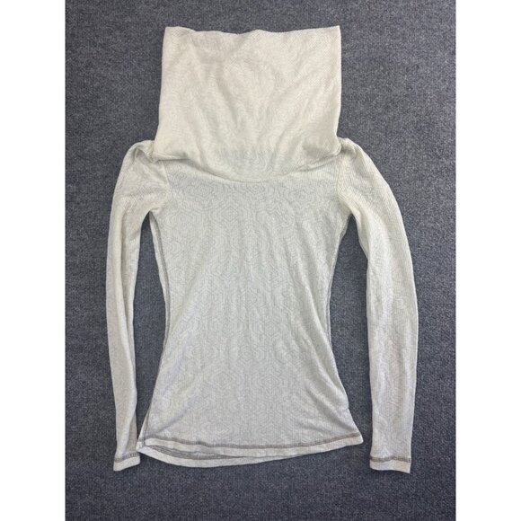 Prana Cowl Neck Sweater Women's Small Ivory Geometric Long Sleeve Pullover - Picture 1 of 6